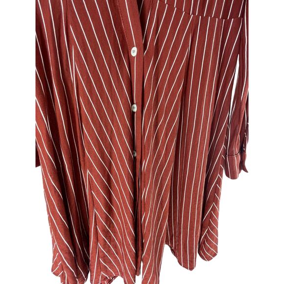 Her Modesty Red Striped Long Sleeve Button Down Dress Women's Size Small - Picture 3 of 7